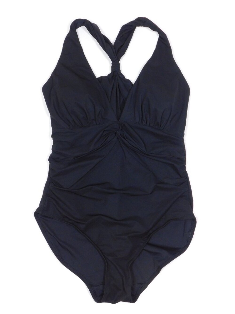 SHAPELLX One Piece Ruched Full Coverage Tummy Control Black Swimsuit L NWT